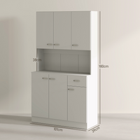 HOMCOM Freestanding Kitchen Cupboard, Storage Cabinet with Doors Cream White
