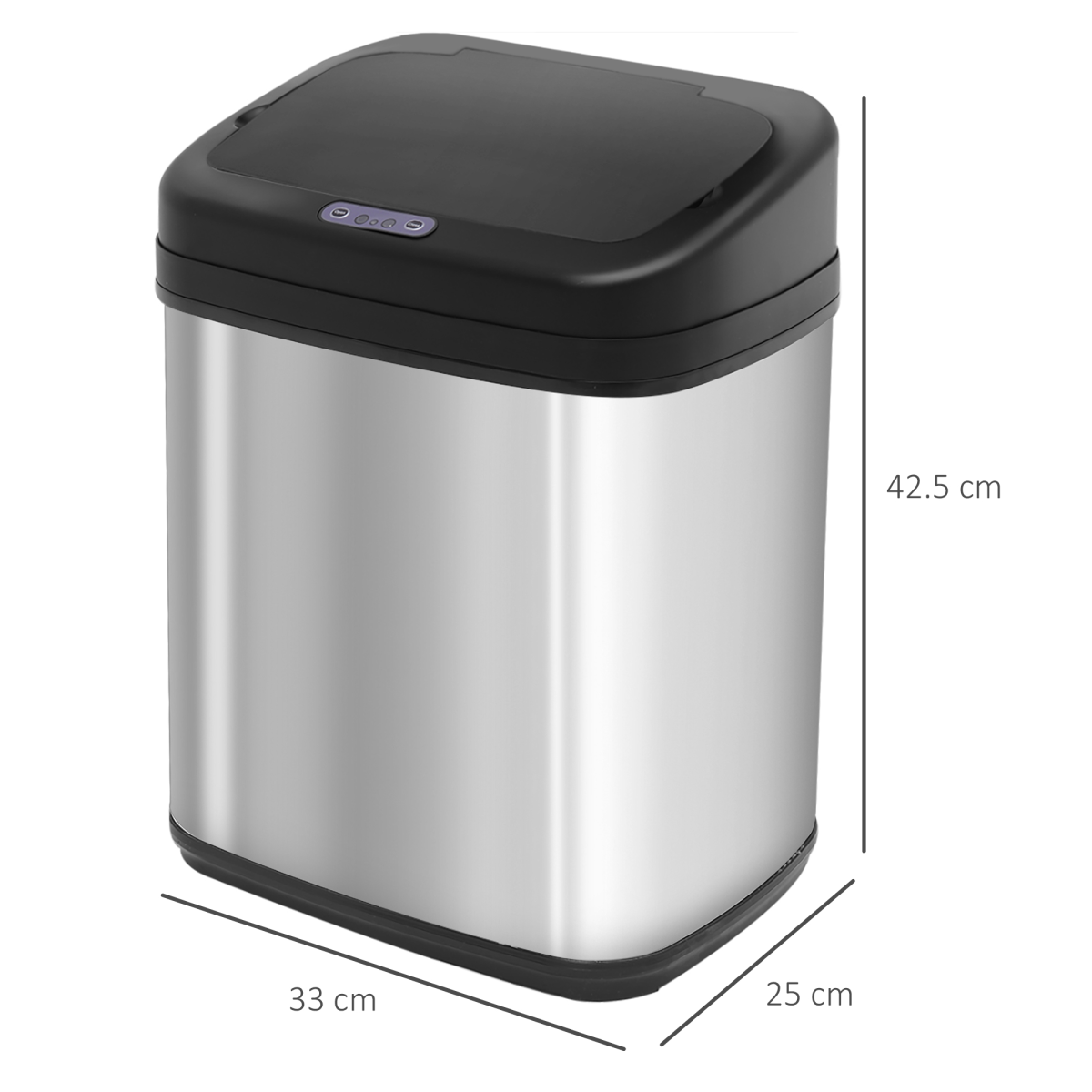 iHomeDirect 20L Stainless Steel Infrared Auto Sensor Kitchen Bin, 4xAA, Auto/Open