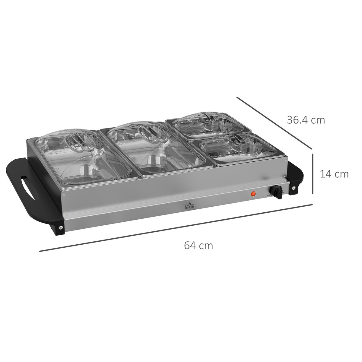 HOMCOM 4 Tray Electric Food Warmer Buffet Server Adjustable Temp 58-85°C 300W