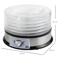 5 Tier Food Dehydrator 250W Stainless Steel Food Dryer 35–70°C Silver UK