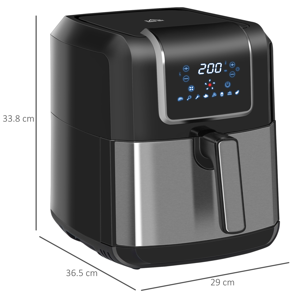 HOMCOM 1700W Air Fryer 6.5L Digital Timer LED Low Fat Rapid Air Fryer Oven