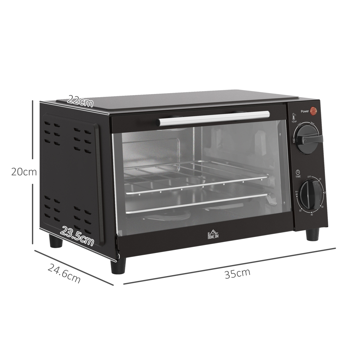 Mini Oven 9L Toaster Oven 750W Countertop Electric Grill 100-230°C Timer