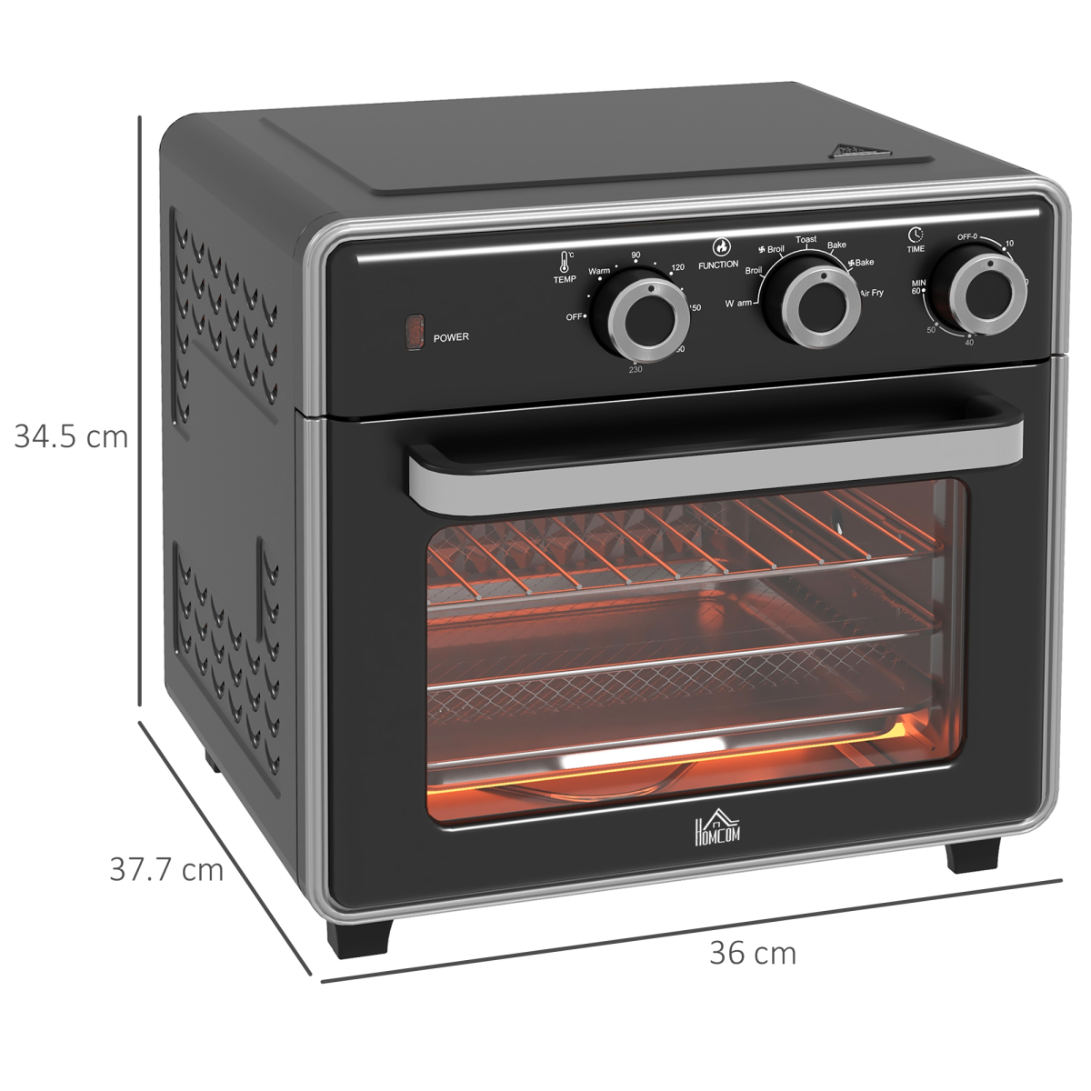 HOMCOM 20L Air Fryer Oven Mini Countertop Convection Oven 1400W Black