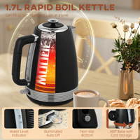 HOMCOM Black 1.7L 3000W Kettle & 4-Slice 1860W Toaster Set w/ Crumb Tray