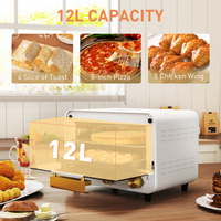 HOMCOM 12L Mini Toaster Oven 750W Countertop, Glass Door, White