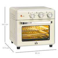 HOMCOM 7-in-1 20L Toaster Oven Air Fryer 4-Slice 1400W Timer 90-230℃ 360°