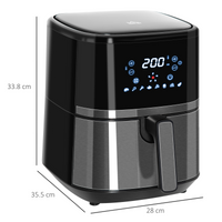 HOMCOM Air Fryer 4.5L 1500W Digital Touch, 8 Presets, Rapid Air, Timer