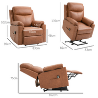 HOMCOM Electric Power Lift Chair Riser Recliner w/ Remote Control Brown 120kg