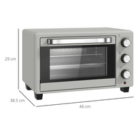 HOMCOM 21L Mini Electric Oven Grill, Adjustable Temp 100-230°C, 1400W Silver