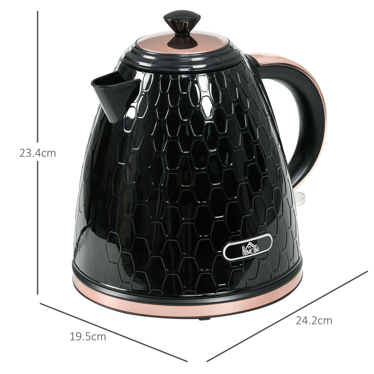 HOMCOM 1.7L Electric Kettle 3000W Fast Boil 360 Swivel Auto Shut-Off Black Pink