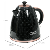 HOMCOM 1.7L Electric Kettle 3000W Fast Boil 360 Swivel Auto Shut-Off Black Pink
