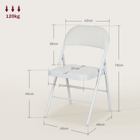 HOMCOM 2 Pack Padded Folding Chairs Cushioned Seat Metal Frame White PU Leather