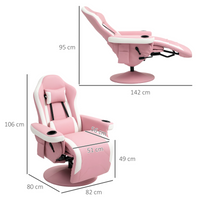 HOMCOM Pink 135° Manual Recliner Swivel Armchair PU Sofa Chair Footrest 130kg