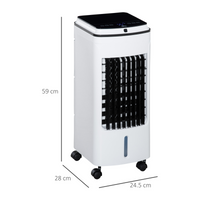 HOMCOM 3-in-1 Portable Air Cooler 4L Tank 7.5H Timer Remote White 25㎡
