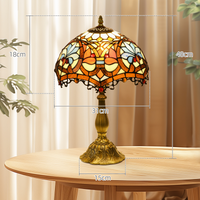 HOMCOM Stained Glass Table Lamp Antique Sunflower E27 Bulb Not Included 48cm
