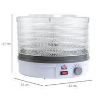 5 Tier Food Dehydrator 245W Stainless Steel Dryer Timer LCD 35-70°C White