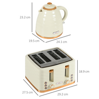 HOMCOM 1.7L Rapid Boil Kettle & 4-Slice Toaster Set, Beige, Safety & Browning