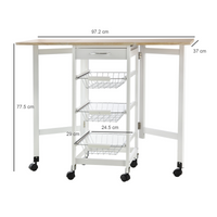 MDF Extendable Kitchen Island Trolley White