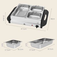 HOMCOM 6L Electric Food Warmer Buffet Server 70–95°C with Lids, Trays
