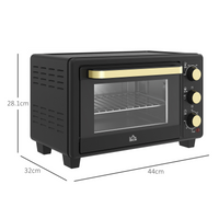HOMCOM 16L Mini Countertop Oven 1400W Adjustable Temp Timer 100-230°C Black