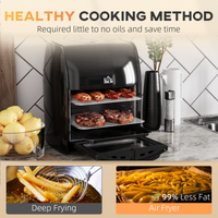 HOMCOM 12L Air Fryer Oven 8 Presets 1800W Rapid Air Circulation Rotisserie Black