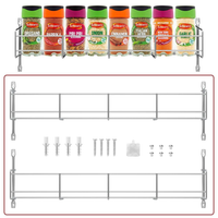 Vinsani 1/2/3/4/5/6 Tier Spice Racks Organiser - 2 Tier Flexible Herb Spices Condiments Jar Cupboard Wall Mounted Hanging Storage with Adhesive Stickers & Screws For Pantry Kitchen (Silver)