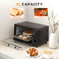 Mini Oven 9L Toaster Oven 750W Countertop Electric Grill 100-230°C Timer