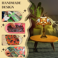 HOMCOM Stained Glass Table Lamp Antique Sunflower E27 Bulb Not Included 48cm
