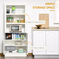 White Kitchen Cupboard Sideboard with 6-Tier Shelving, Double Door Storage