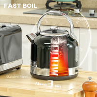 HOMCOM 1.7L 3000W Kettle & 4-Slice Toaster Set with Fast Boil, Black
