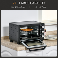 Mini Oven 21L 1400W, Grill Toaster Timer, 0-60min, Tray & Wire Rack