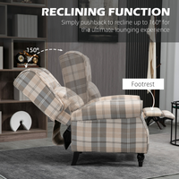HOMCOM Khaki Recliner Chair Wingback Armchair Adjustable Back 150kg 90-150°