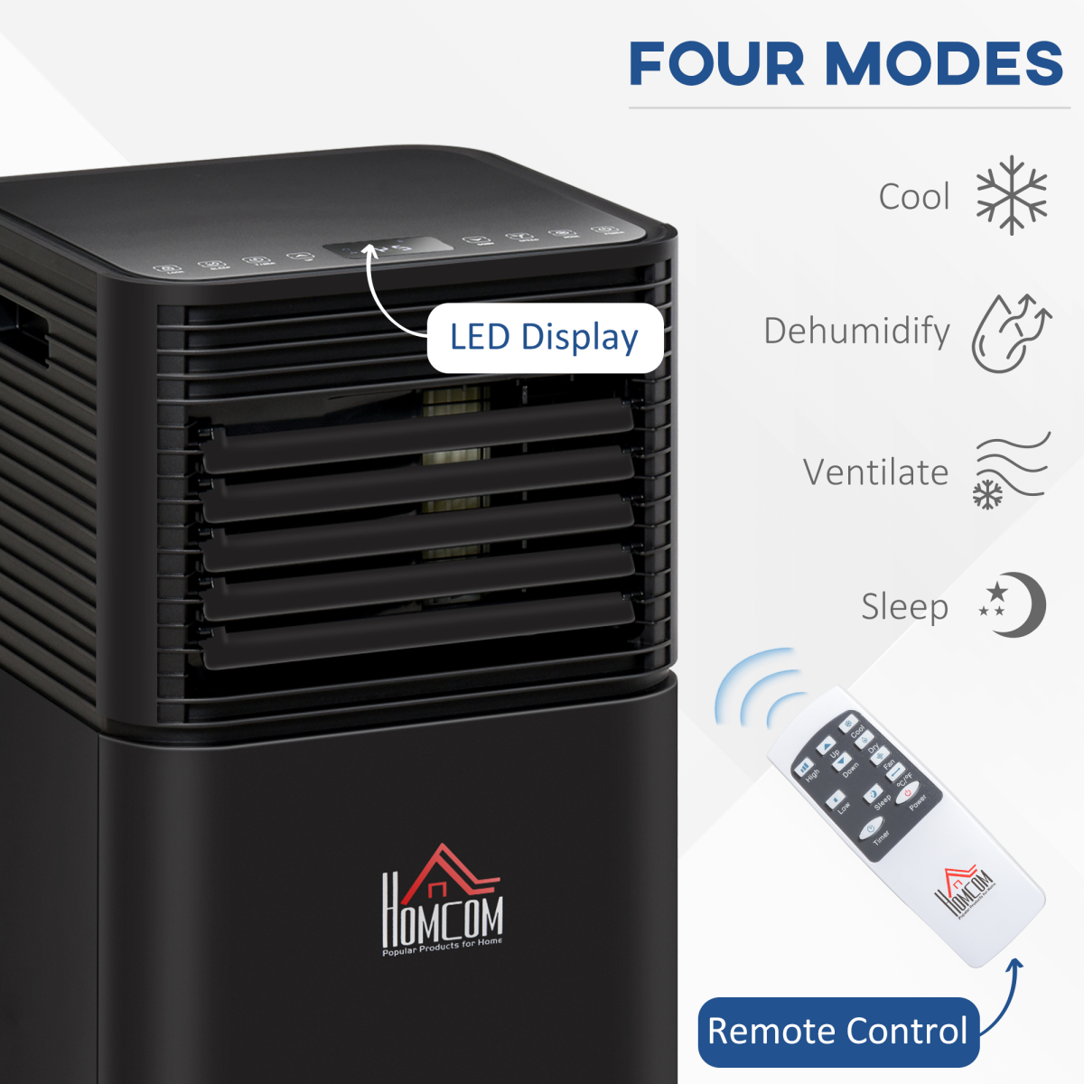 8000BTU Portable Air Conditioner 4-in-1 Dehumidify Ventilate Cool R290 Timer LED Remote