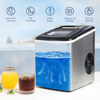 HOMCOM Portable Countertop Ice Maker Machine, Black, 9 Bullet Ice in 8 Min