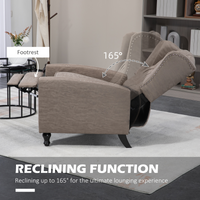 HOMCOM Brown Marble Effect Manual Reclining Armchair w Footrest Studs 150kg