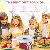 Candy Floss Machine 450W Stainless Steel Red/White 10 Bamboo Sticks UK Plug