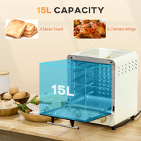 HOMCOM 15L Convection Mini Oven Toaster, 60–230°C Timer, Glass Door & Tray Kit