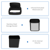 iHomeDirect 20L Stainless Steel Infrared Auto Sensor Kitchen Bin, 4xAA, Auto/Open
