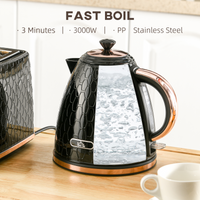 HOMCOM 1.7L Electric Kettle 3000W Fast Boil 360 Swivel Auto Shut-Off Black Pink
