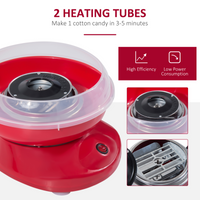 Candy Floss Machine 450W Red Stainless Steel 2 Quartz Tubes Party Treats UK