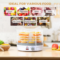 5 Tier Food Dehydrator 245W Stainless Steel Dryer Timer LCD 35-70°C White