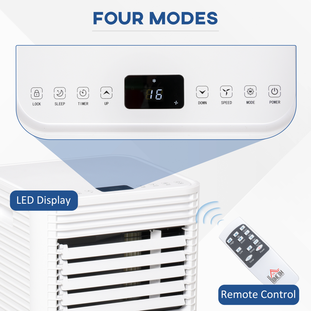 HOMCOM 9000BTU Portable Air Conditioner 4-in-1 Dehumidifier, Timer, Remote, R290