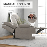 HOMCOM Faux Leather Recliner Armchair with Cup Holders, 135° Manual UK, 150kg