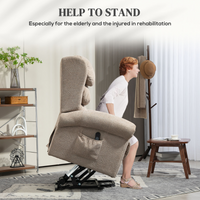 HOMCOM Power Lift Recliner Chair Elderly Remote Control Khaki 150° 135kg
