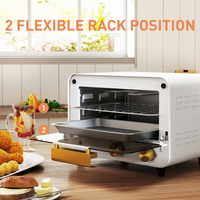HOMCOM 12L Mini Toaster Oven 750W Countertop, Glass Door, White