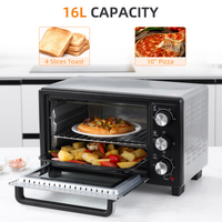 iHomeDirect 16L Mini Oven Toaster Oven with Grill Timer 1400W Adjustable Thermostat