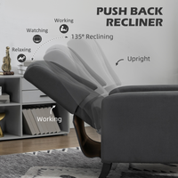 HOMCOM Button Tufted Microfibre Recliner Armchair with Push Back 135° Grey