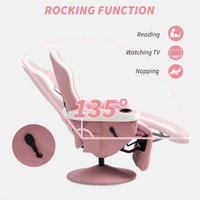 HOMCOM Pink 135° Manual Recliner Swivel Armchair PU Sofa Chair Footrest 130kg