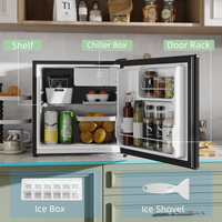 HOMCOM 46L Tabletop Mini Fridge with Chiller Box, Adjustable 0-8℃, Black