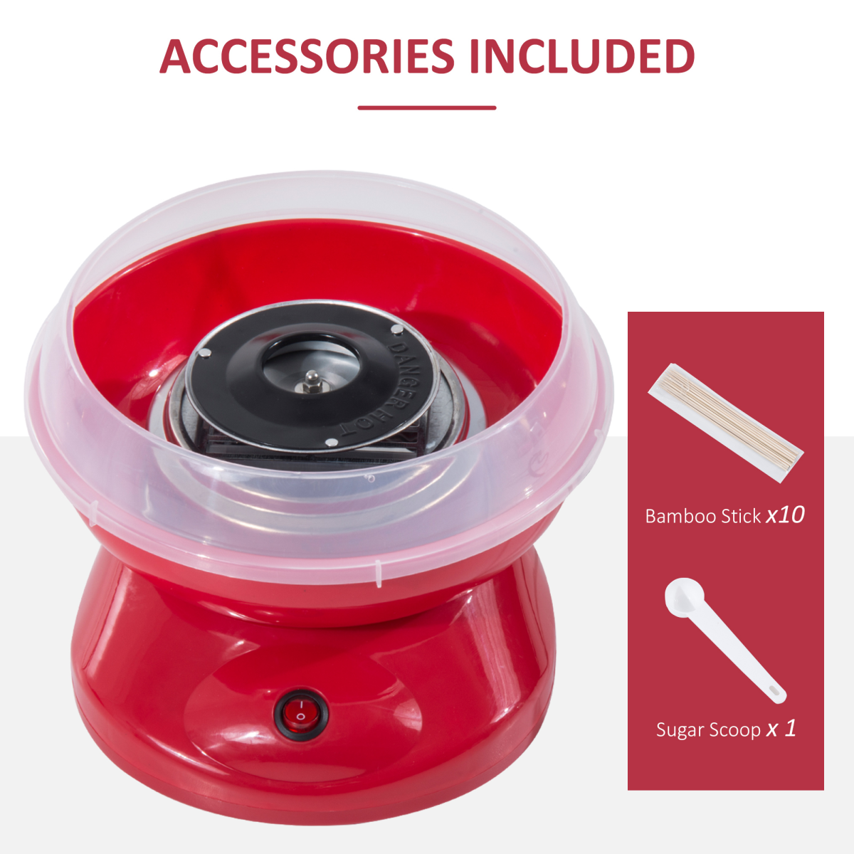 Candy Floss Machine 450W Red Stainless Steel 2 Quartz Tubes Party Treats UK